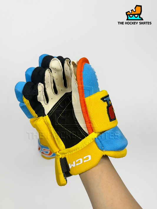 CCM Hockey Gloves-"Sew and Cut"-Yellow