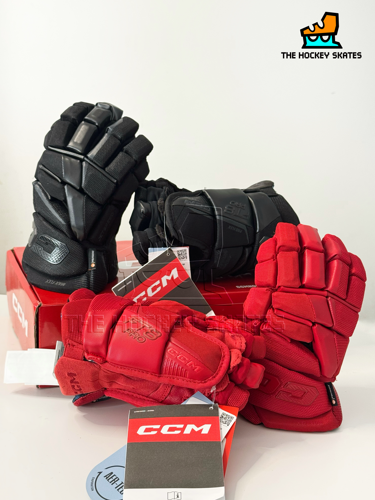 CCM Jetspeed FT8 Pro Hockey Gloves-Junior-Red