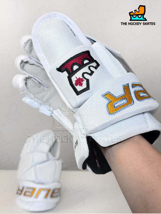 Bauer Hockey Gloves-"Sew and Cut"-Whiteout-Only One Pair