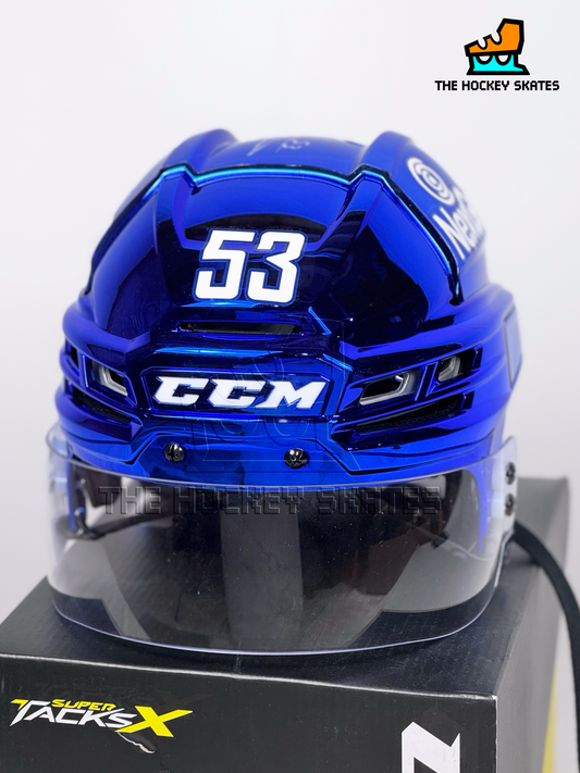 CCM Tacks 910-Blue Metallic Hockey Helmet-Teddy Blueger