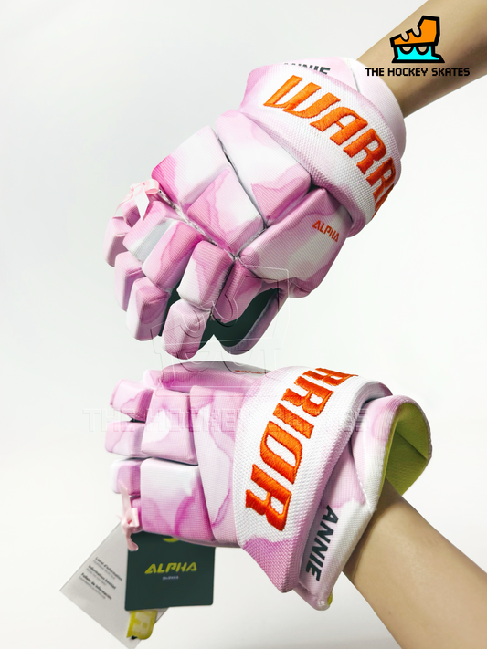 Warrior Hockey Gloves-Pinky Pink with Bow Tie