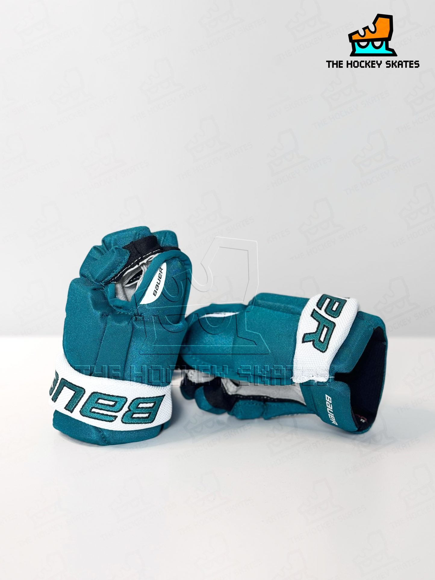 Bauer Hockey Gloves-Teal/White
