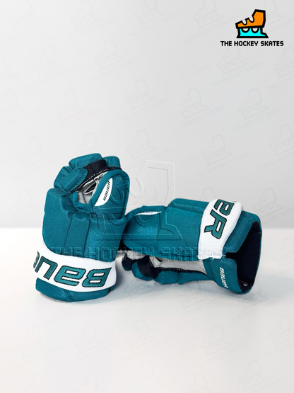 Bauer Hockey Gloves-Teal/White