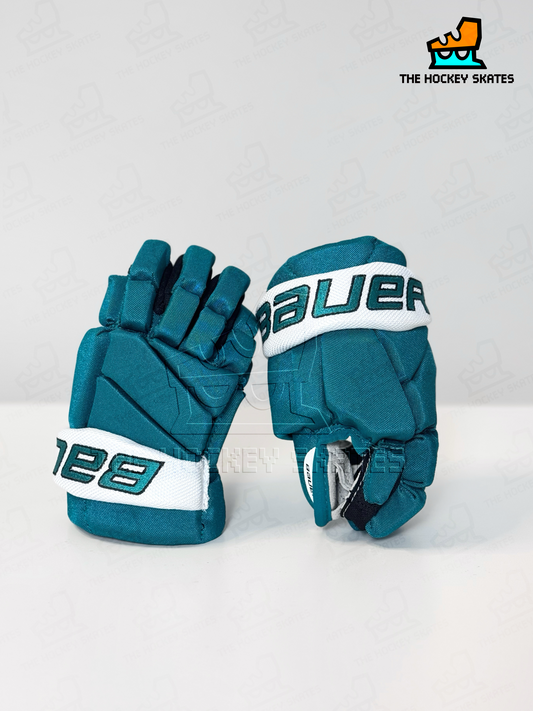 Bauer Hockey Gloves-Teal/White