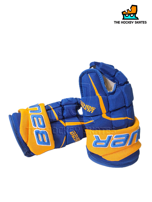 Bauer Supreme Ultrasonic Hockey Gloves-Royal Blue/Gold-New