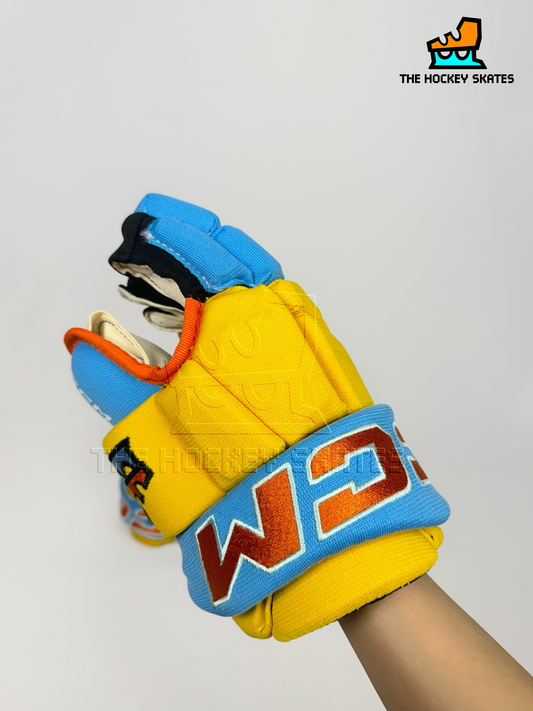 CCM Hockey Gloves-"Sew and Cut"-Yellow