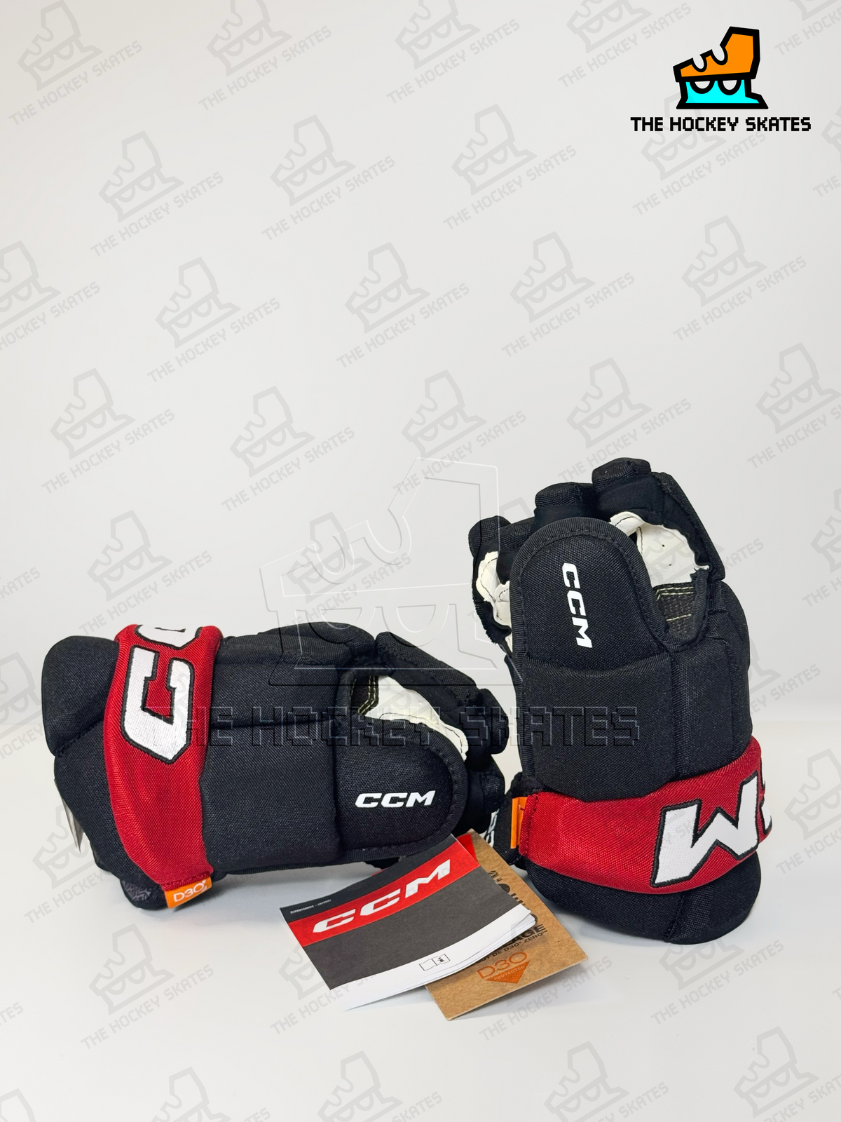 CCM HG95T Junior Hockey Gloves-Custom-Black/Red/White