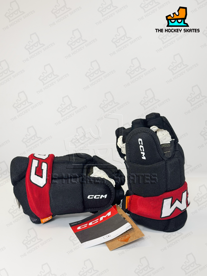 CCM HG95T Junior Hockey Gloves-Custom-Black/Red/White