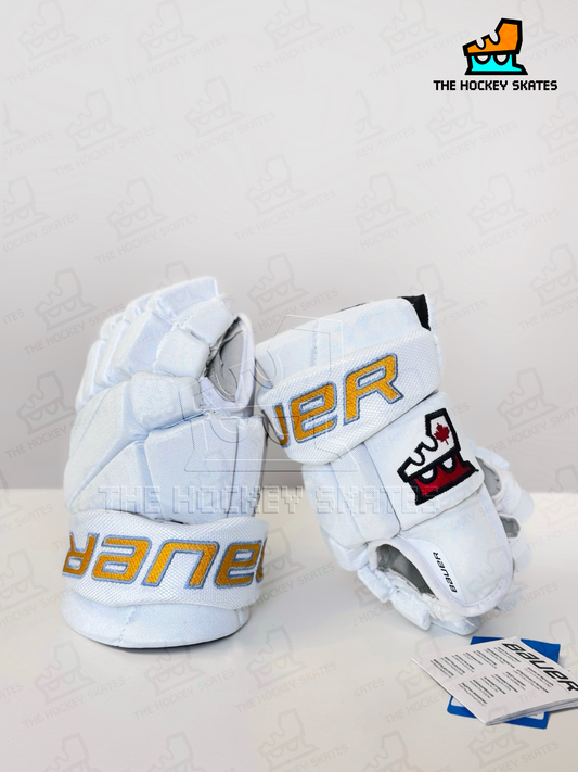 Bauer Hockey Gloves-"Sew and Cut"-Whiteout-Only One Pair