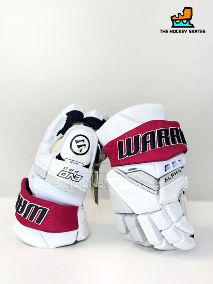Warrior Alpha Evo Pro Junior Hockey Gloves - 2025-LA Kings Colorway with Red Custom Cuff